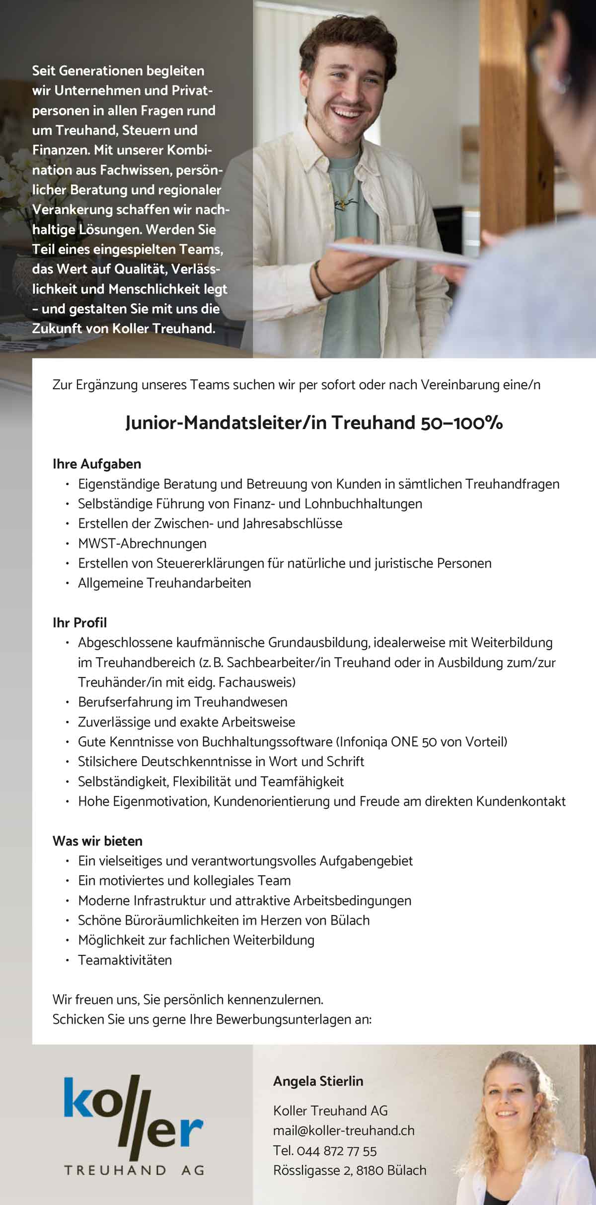 Junior Mandatsleiter/in Treuhand 50—100%